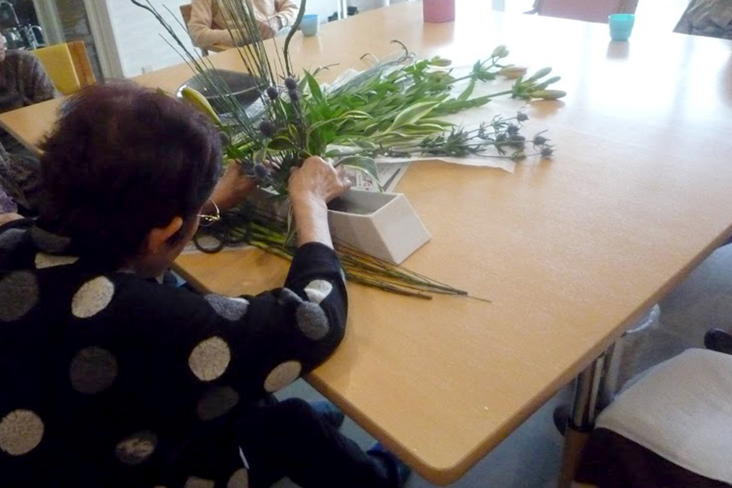 れんげハウス生け花教室の様子